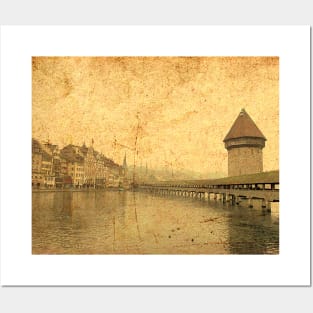 Golden Kapellbrucke in Lucerne Posters and Art